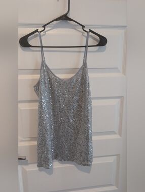Express Silver Sequin Camisole Tank
